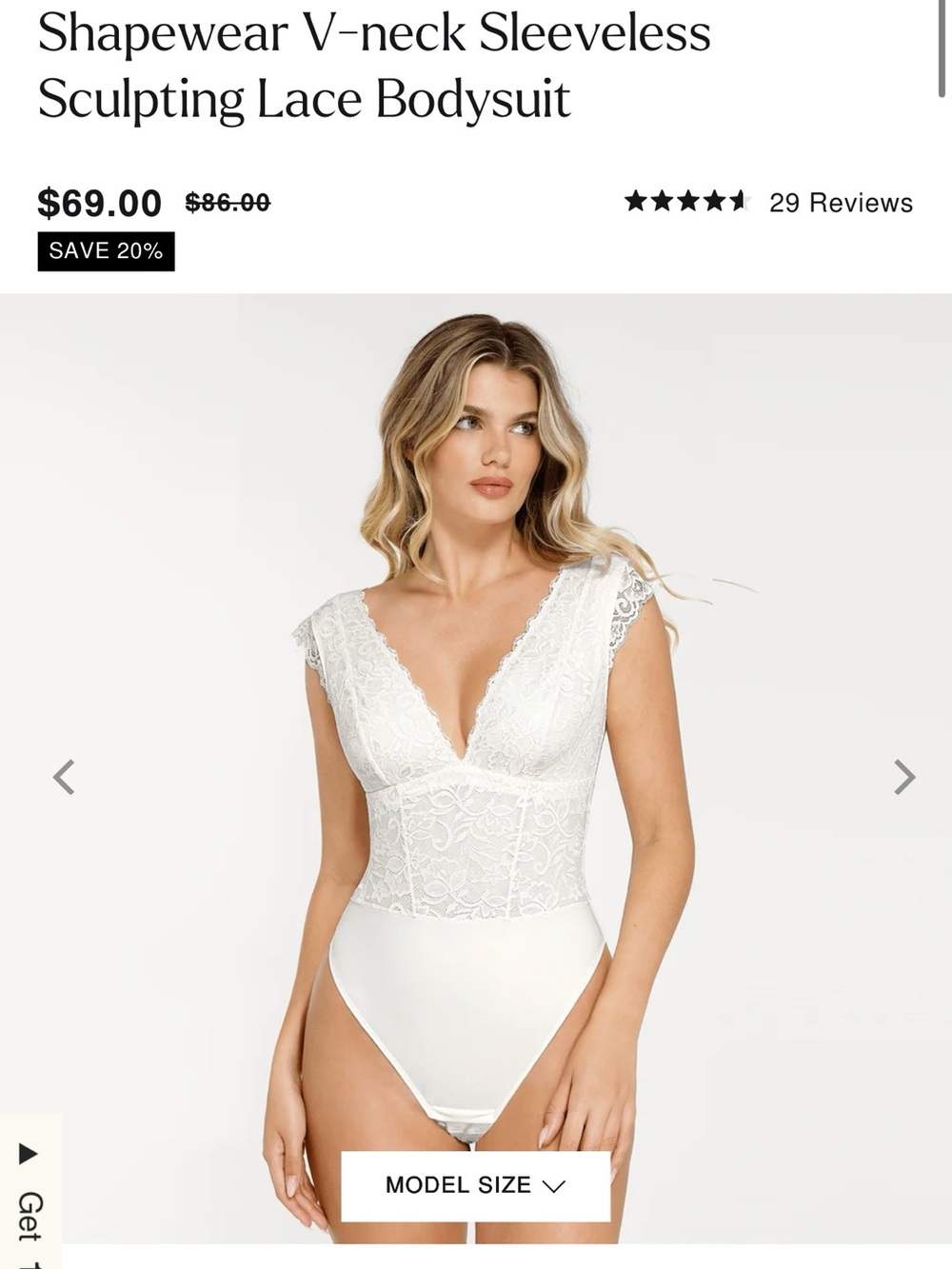 Popilush Shapewear V-neck Sleeveless Sculpting Lace Bodysuit NWOT Size M